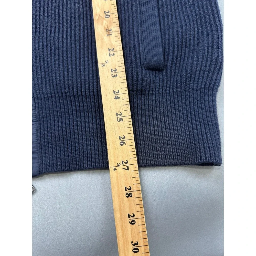 Banana Republic Mens Navy Blue Ribbed Full Zip Mock Neck Cardigan Sweater Large